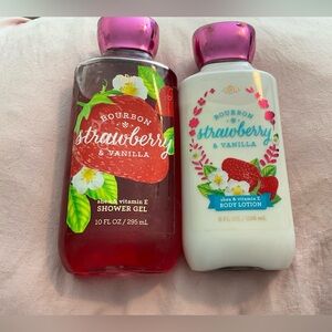 2 New Bath & Body Works Products in Bourbon Strawberry & Vanilla Retired Scent